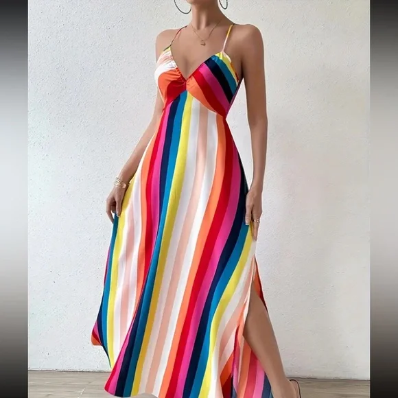 New, striped maxi dress - Picture 1 of 5